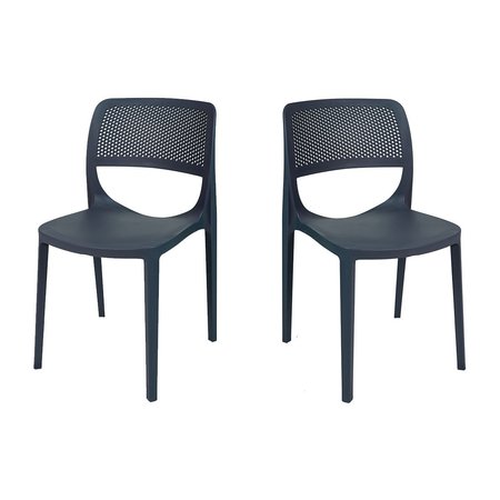 RAINBOW OUTDOOR Mila Set of 2 Stackable Side Chair-Anthracite RBO-MILA-ANT-SC-SET2